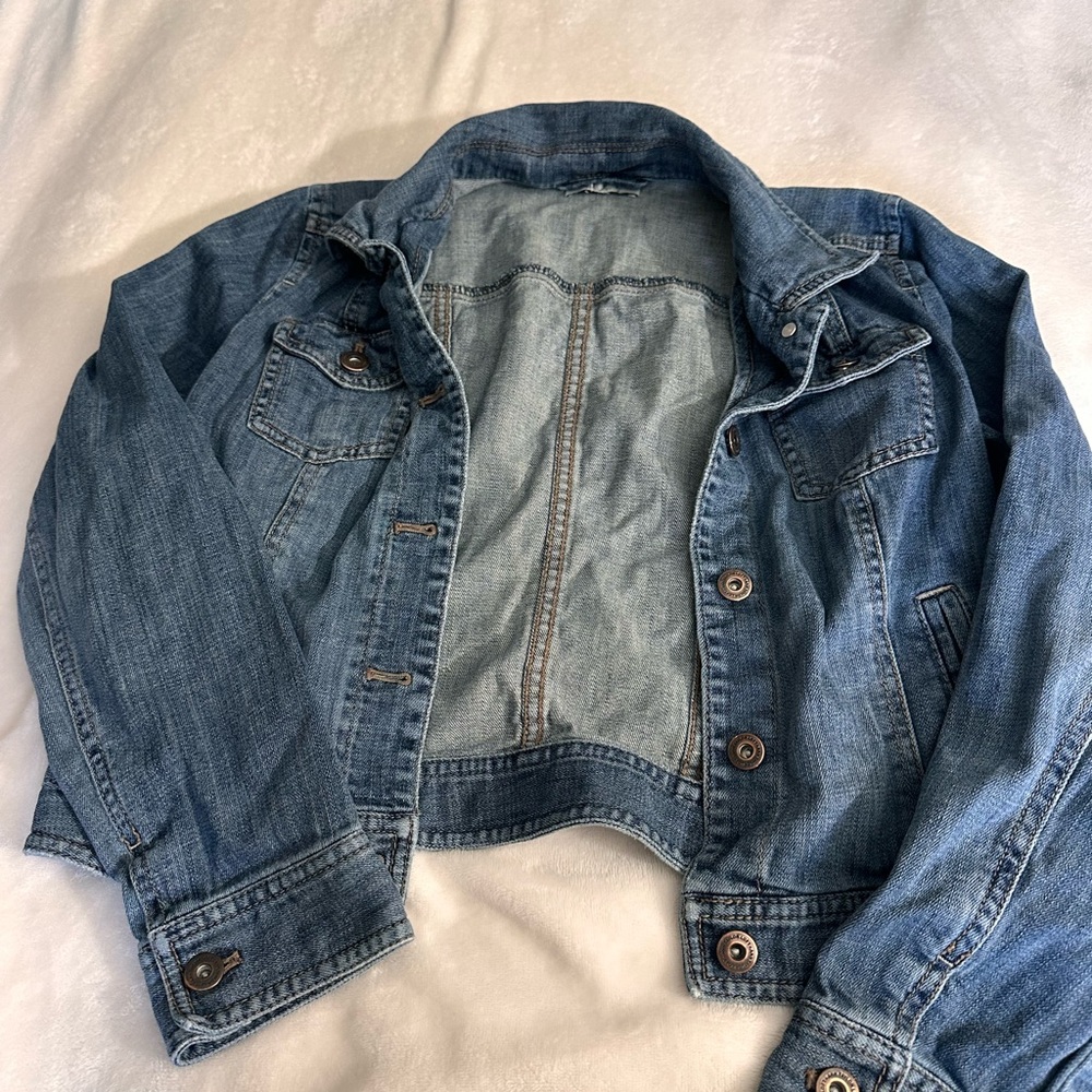 LOFT Blue Jean Jacket Cropped Denim Style